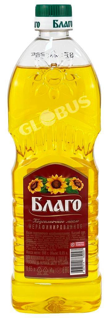 Масло подсолнечное Благо Премиум нерафин. 0,65л РЦ