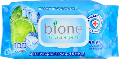Салфетки влажн Bione Antibacterial 100шт