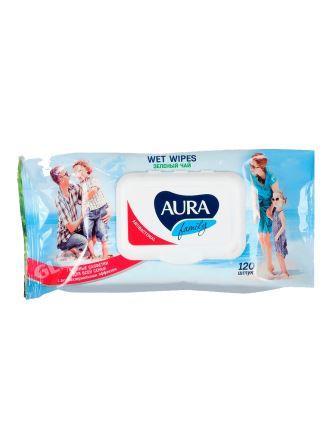 Салфетки влажн Aura д/всей семьи антибак с крыш 120шт