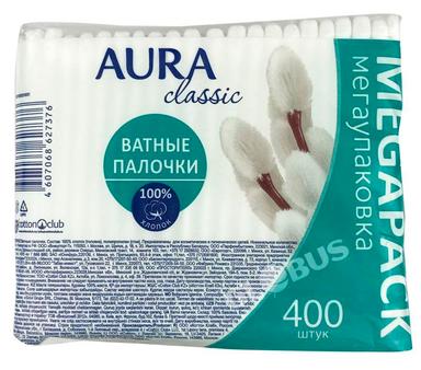 Палочки ватн Aura Сlassic 400шт