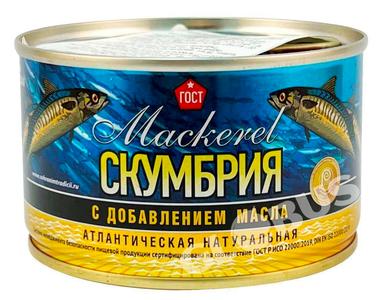 Скумбрия атлан. СТ натур. с доб.масла /ключ/ 240г ж/б РЦ