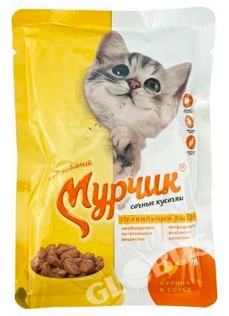 Корм д/ кошек Мурчик курица 75гр