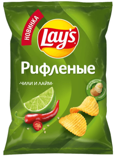 Чипсы Lay's Рифл Чили/лайм 125г п/п Фрито Лей Россия 19
