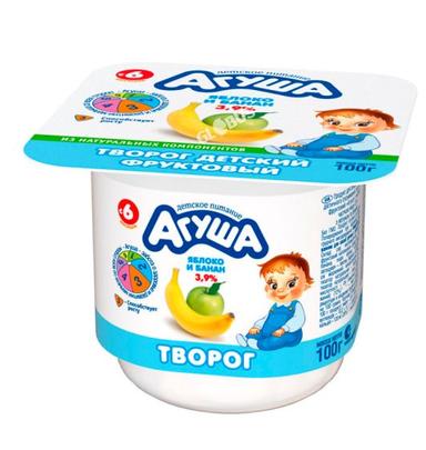 Творог детск Агуша яблоко/банан 3,9% 100г