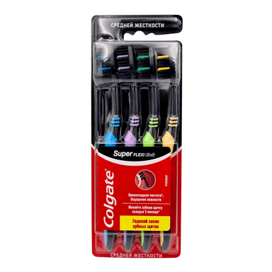 Щетка зубн CP Super Flexi черн сред жестк 4шт