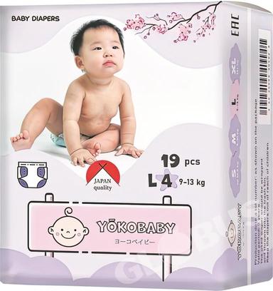 Подгузники детск Yokobaby 4 L 19шт