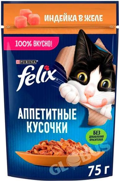 Корм д/кошек Felix индейка в желе 75г