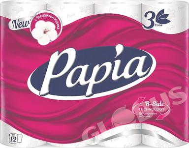 Бумага туал Papia 3сл 12рул