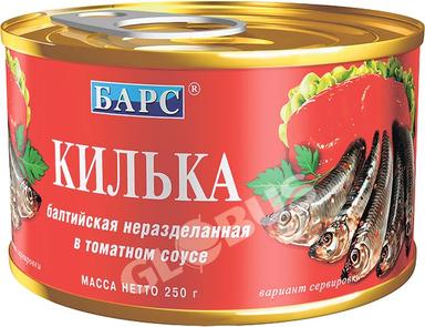 Килька балтийск. Барс томат.соусе /ключ/ 250г