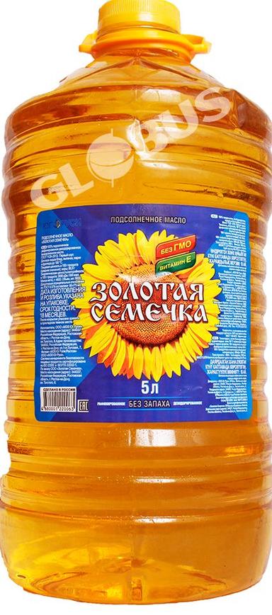 Масло подсолнечное Золотая семечка 5л