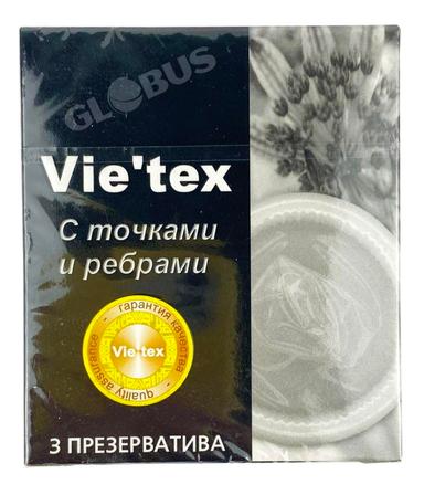 Презерватив Vie'tex с ребрами и точками 3шт