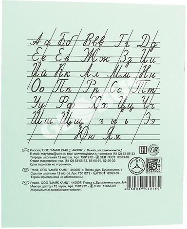 Тетрадь косая линейка 12л 141132 Т 5012 Т2 ЗЕЛ 4Г;AZ04