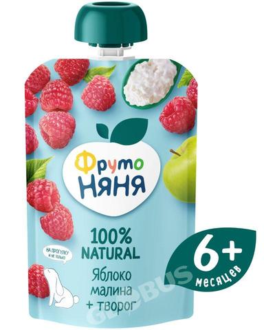 Пюре дет. Фруто Няня ябл/малин/творог с 6 мес 90г д/п